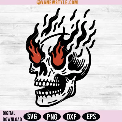 Burning Skull SVG