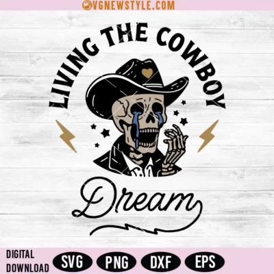 Cowboy Skeleton in Tears Svg