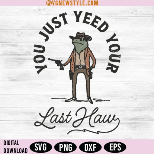 Western Style Cowboy Frog with Gun Svg