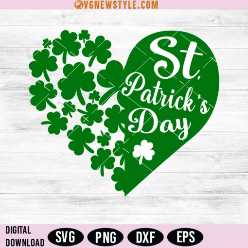 Heart of Shamrocks St Patricks Day SVG