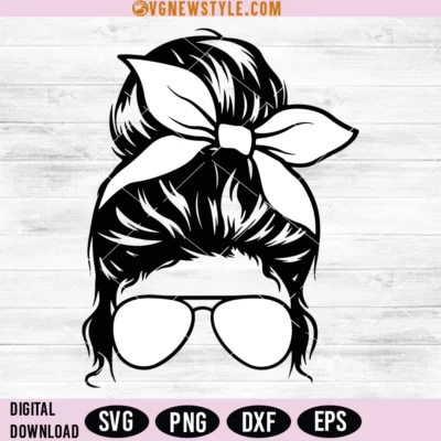 Messy Bun Woman Mom Life Svg