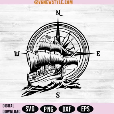 Ship Compass Svg