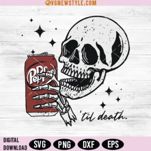 Skeleton drinking Dr Pepper Svg