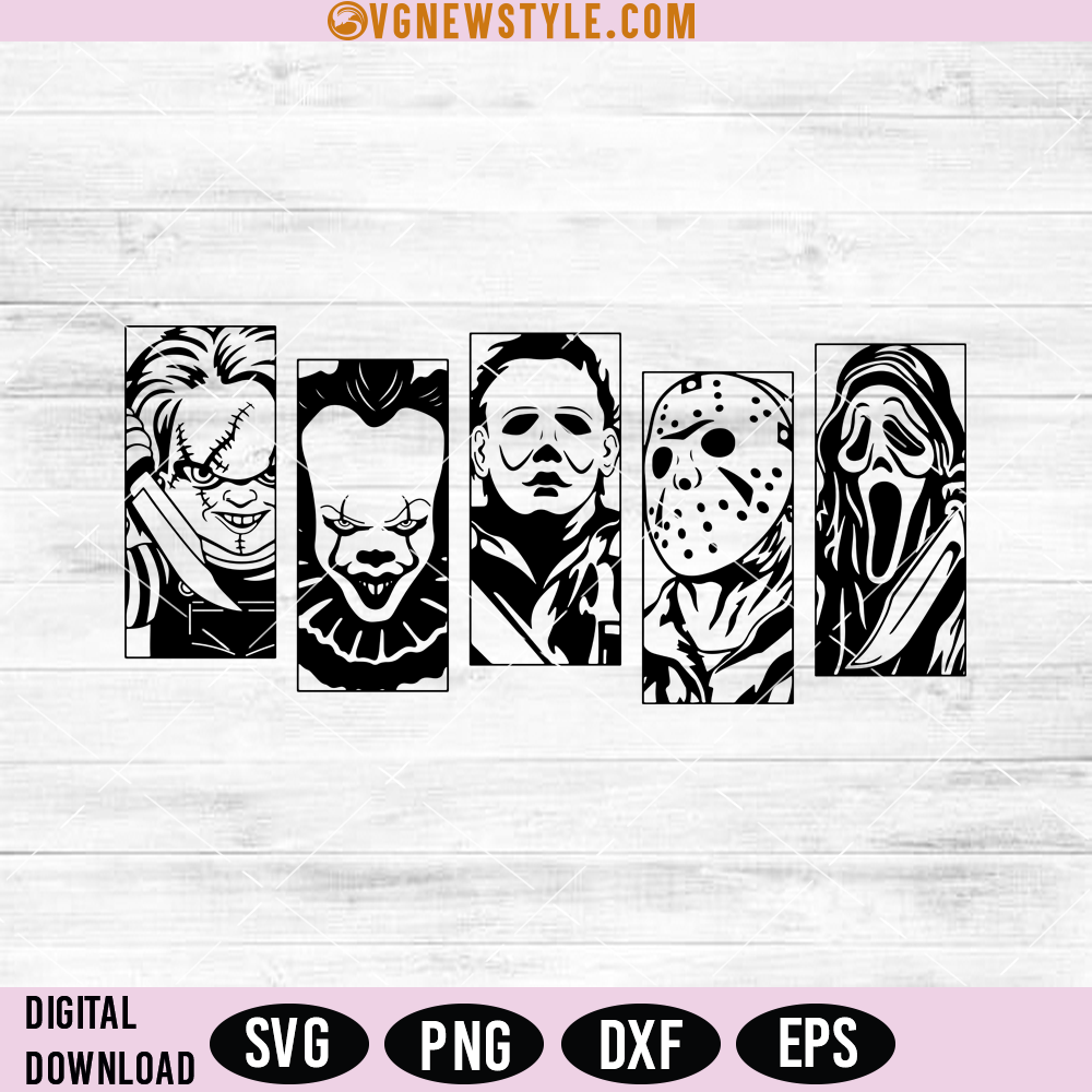 16oz Libbey Can Glass Horror Movies Svg, Png, Silhouette, Digital Downloads 1 16oz Libbey Can Glass Horror Movies Svg