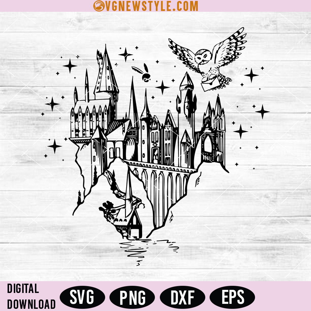 Hogwarts Svg, Wizard Svg, Png, Silhouette, Digital Downloads 1 Hogwarts Svg