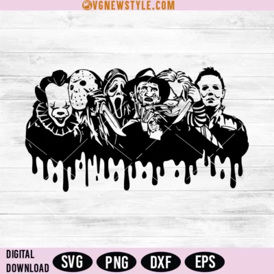 Horror Villians Line Up Svg, Png, Silhouette, Digital Downloads 4 Horror Villians Line Up Svg