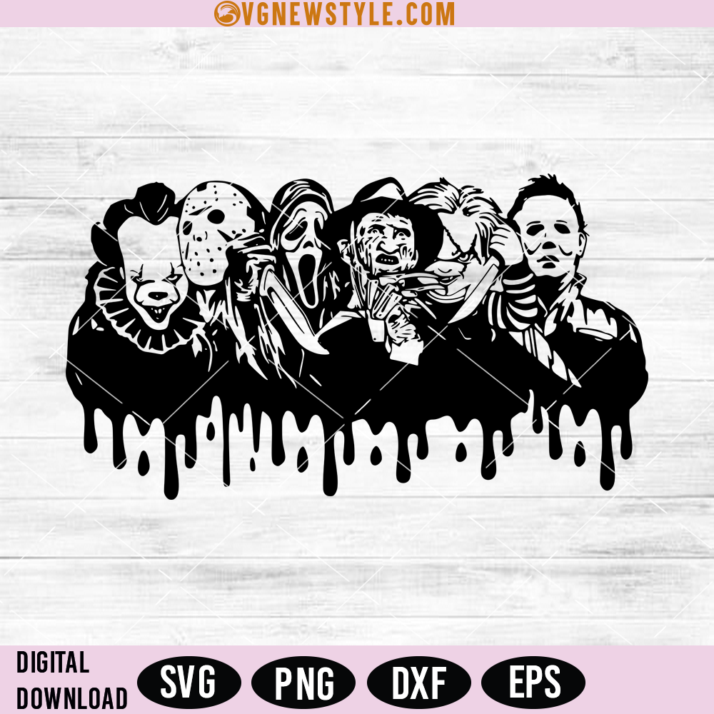 Horror Villians Line Up Svg, Png, Silhouette, Digital Downloads 1 Horror Villians Line Up Svg