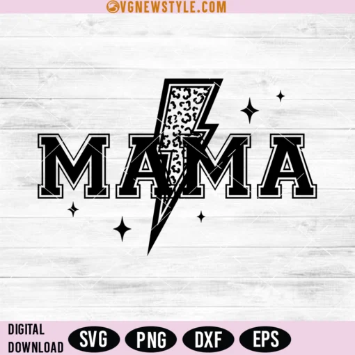 Mama Lightning Bolt Svg