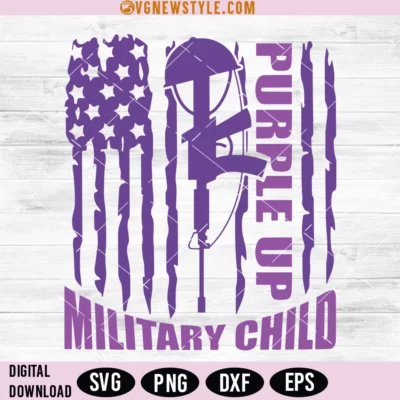 Purple Up for Military Kids Svg