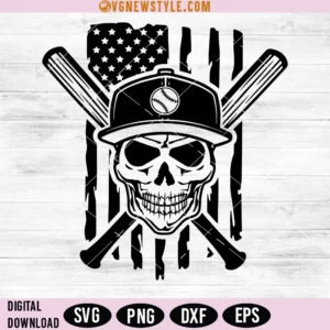 Skull Baseball USA flag Svg