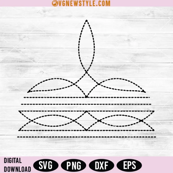 Western Boot Stitch Stitching SVG, Png, Digital Downloads
