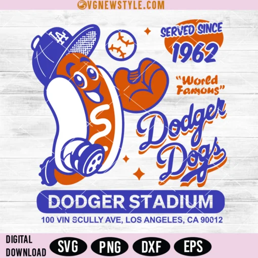 World Famous Dodger Dogs LA Baseball Svg