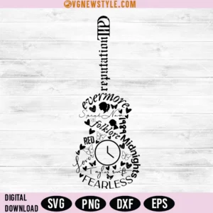 Taylor Swift Album Guitar Svg