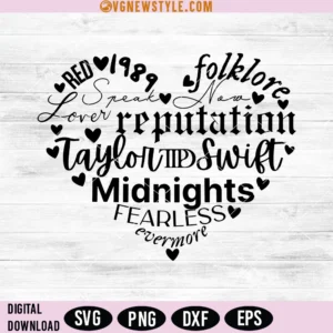 Taylor Swift Album Heart Svg