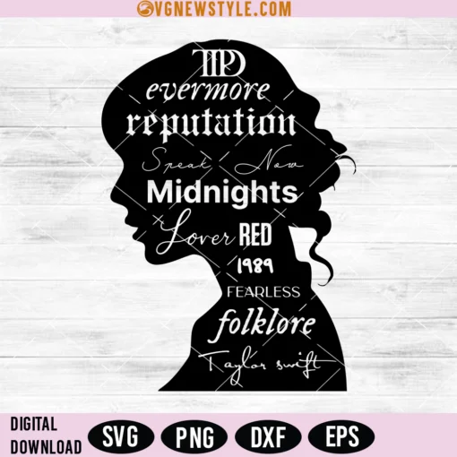 Taylor Swift Album Silhouette Svg