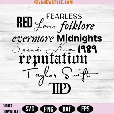 Taylor Swift Album Titles Svg