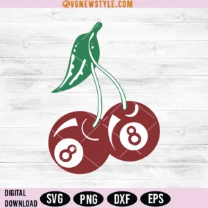 Vintage Cherry 8 Ball 90s Svg, Png, Dxf, Digital Downloads