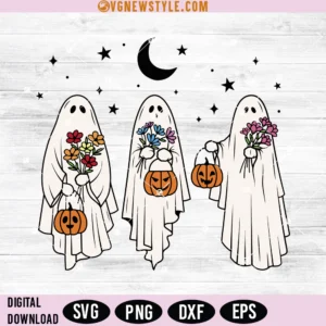 Halloween Ghost Svg, Floral Ghost Svg, Png, Digital Downloads