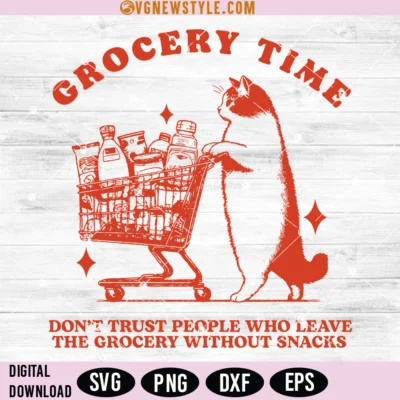 Grocery Time Funny Cat Svg