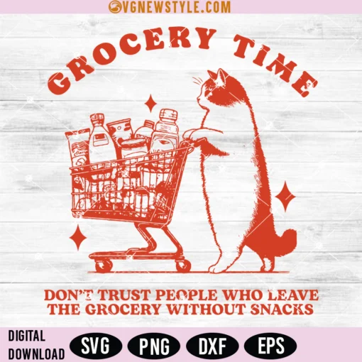 Grocery Time Funny Cat Svg