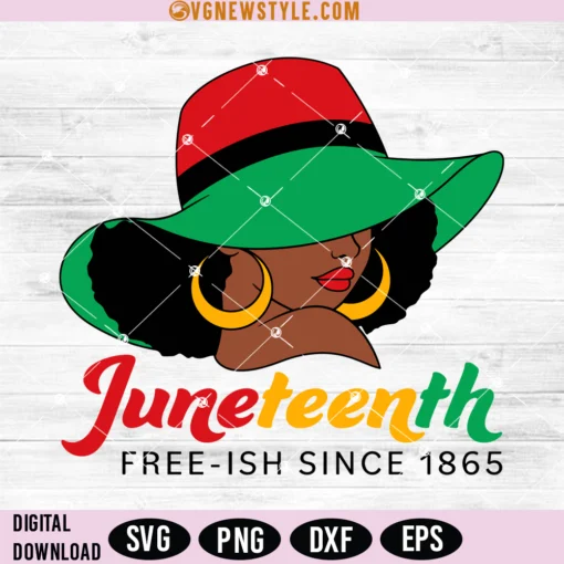 Juneteenth Sun Hat Woman Svg