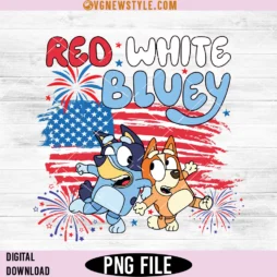 Retro Bluey 4th of July Png