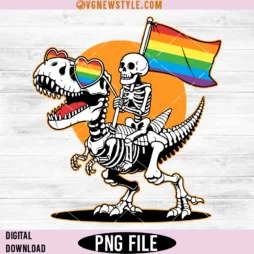 Skeleton Riding Dinosaur LGBTQ Png
