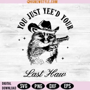 Western Raccoon Svg Png, Retro Cowboy Svg, Digital Downloads