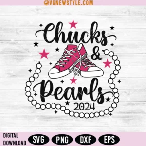 Chucks and Pearls 2024 Svg, Kamala Harris Svg, Png, Digital Downloads