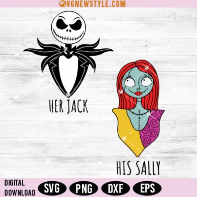 Her Jack And His Sally SVG, Png, Dxf, Eps, Digital Downloads 4 Her Jack And His Sally SVG