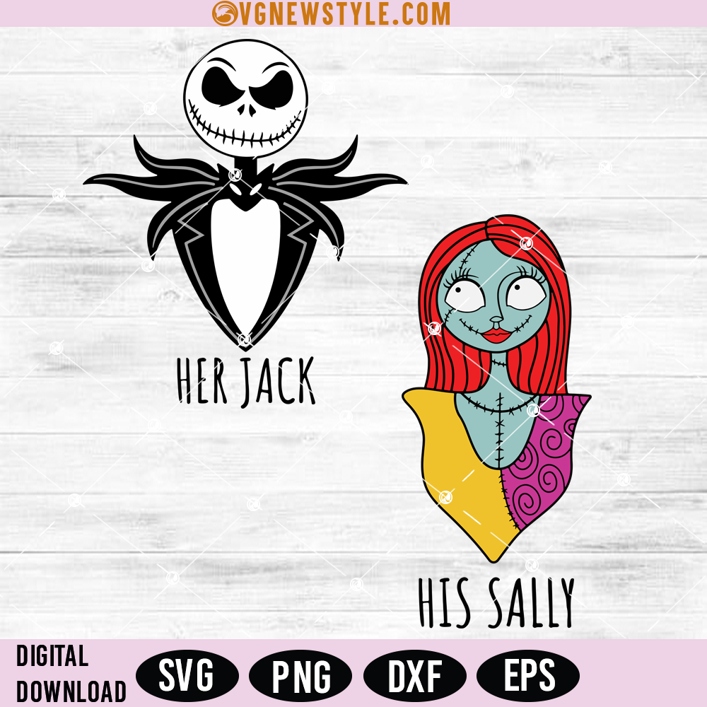 Her Jack And His Sally SVG, Png, Dxf, Eps, Digital Downloads 1 Her Jack And His Sally SVG