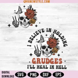 Holding Grudges Floral Skull Svg