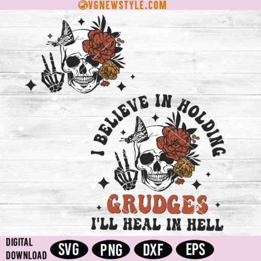 Holding Grudges Floral Skull Svg