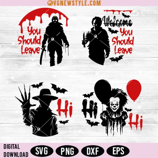 Horror Characters Door Sign Svg Bundle