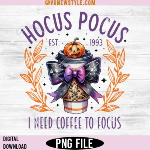 I Need Coffee To Focus Png, Spooky girl Png, Instant Download