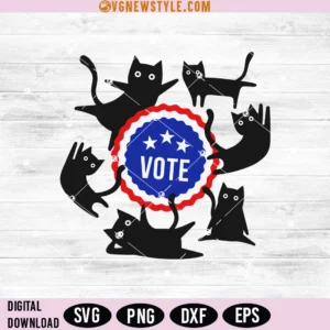 Funny Cat Lovers Vote Svg, USA Vote Svg, Png, Dxf, Digital Downloads