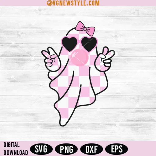 Cute Girly Ghost blowing bubble Svg