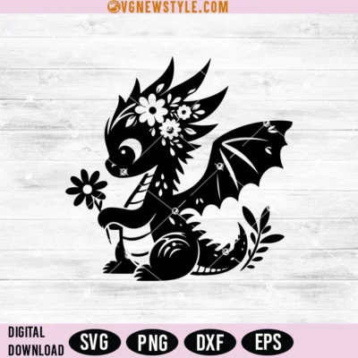 Flowers Dragon Svg