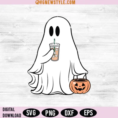 Ghost Drinking Coffee Svg