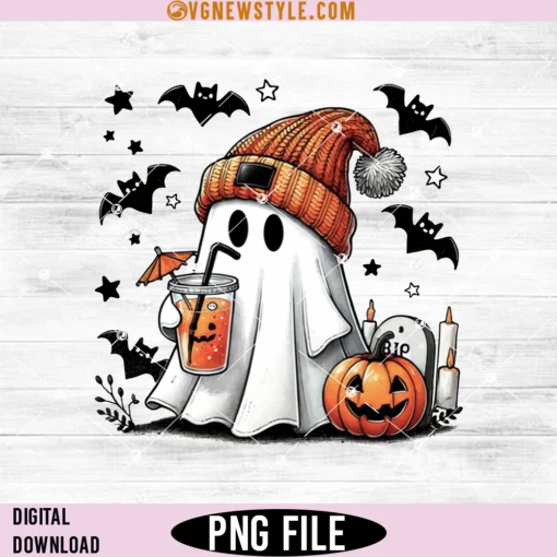 Halloween Ghost pumpkin spice latte Png