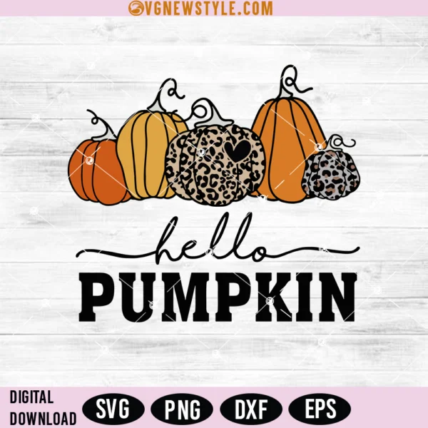 Hello Pumpkin Fall Svg Files, Autumn Svg, Png, Dxf, Digital Downloads