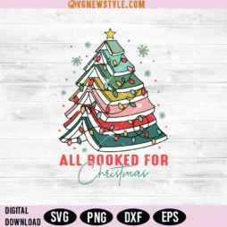 All Booked for Christmas Svg