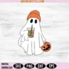 Cute Ghost Drinking Coffee Svg