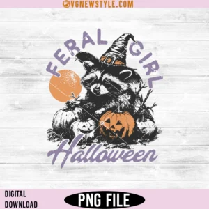 Feral girl Halloween Png Design, Raccoon Png, Instant Download