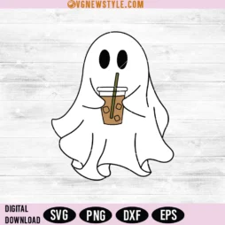 Ghost Drinking Iced Coffee Svg