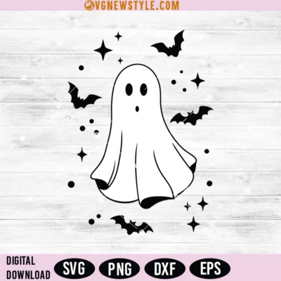 Ghost with Bats Svg