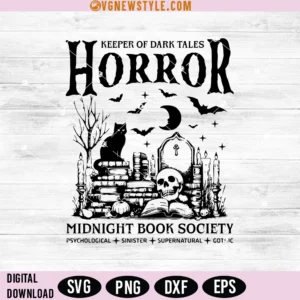 Horror Midnight Book Club Society Svg, Png, Dxf, Eps, Digital Downloads