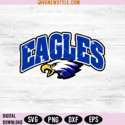 Royal Blue Eagles Arched Mascot Svg