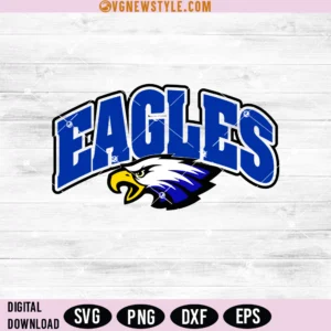Royal Blue Eagles Arched Mascot Svg, Png, Dxf, Eps, Instant Download
