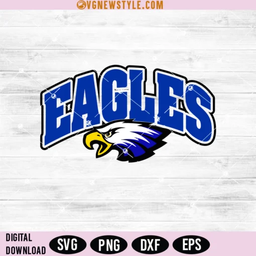 Royal Blue Eagles Arched Mascot Svg